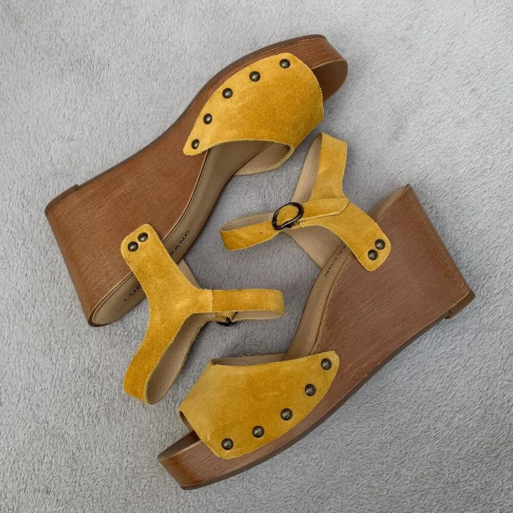 Lucky Brand Zashti Suede Platform Wedges Sz8 NWT